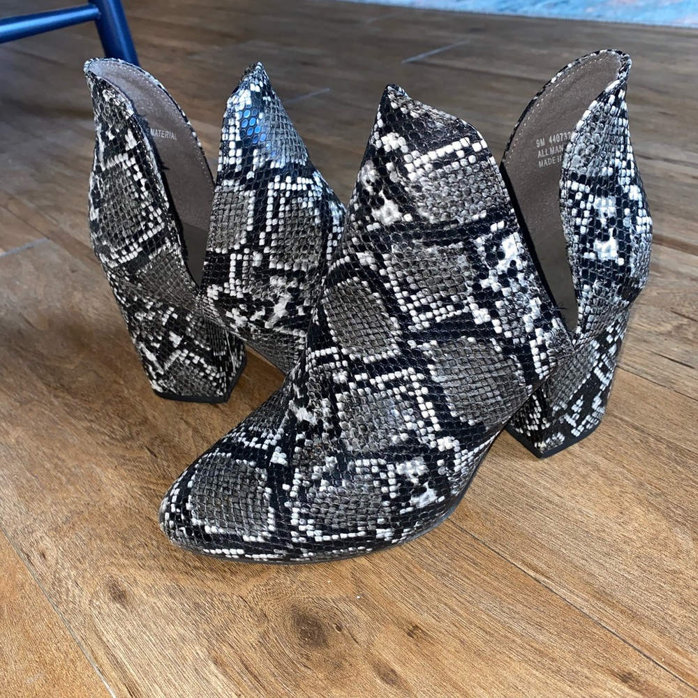 Snakeskin booties